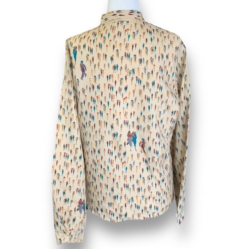 Vintage Multicolor Patterned Blouse with Bow Tie - Picture 4 of 9